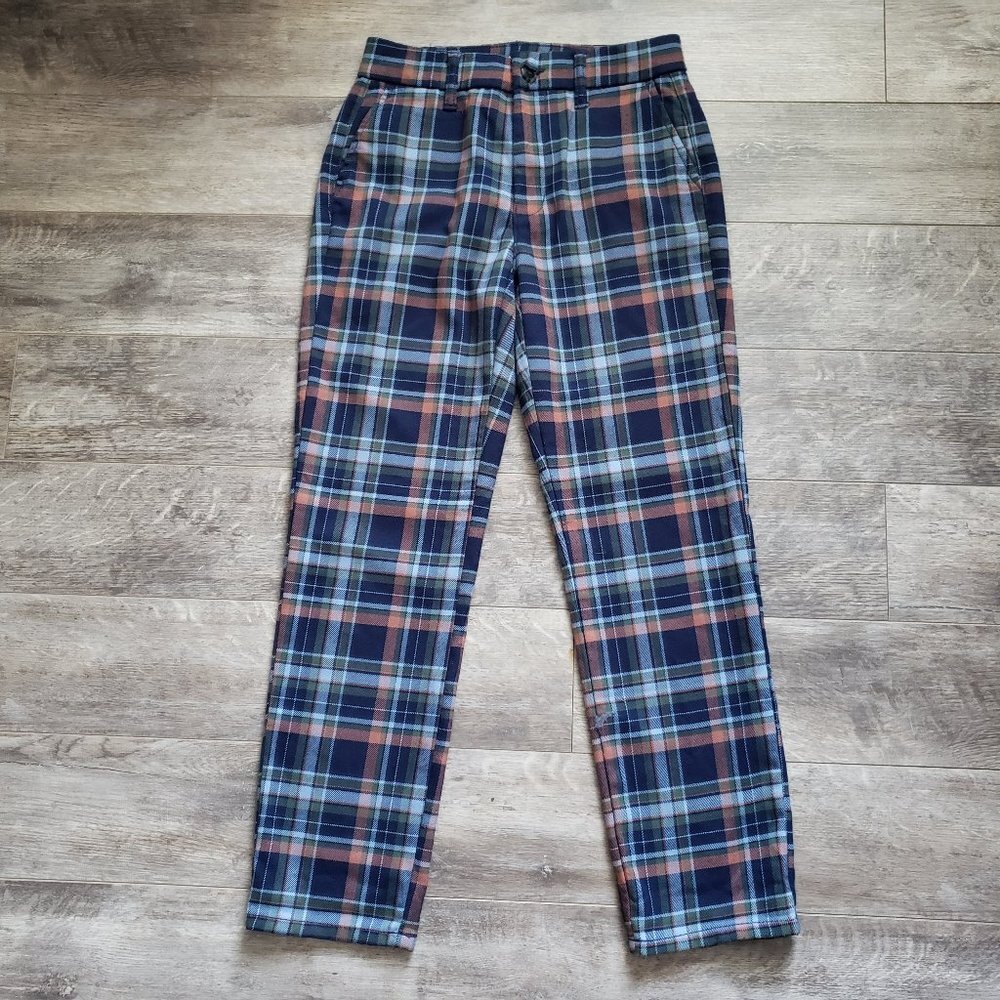 American Eagle Plaid Super Hi Rise Skinny Trousers Women's Preppy Academic 0